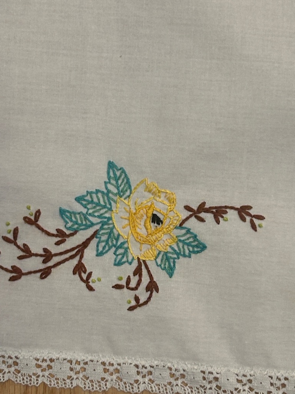 Embroidered Vintage-Style Table Runners - Floral & Pink Trim Qty 2 - Picture 10 of 14